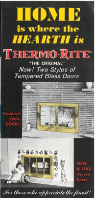 1950s French-style glass fireplace door, archival photo