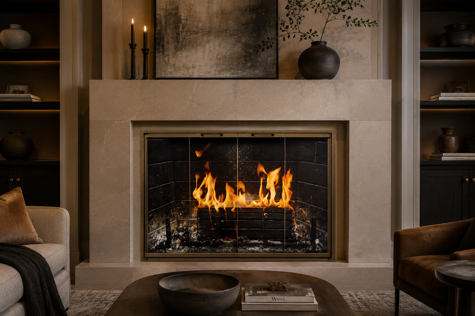 Special Z glass fireplace door.