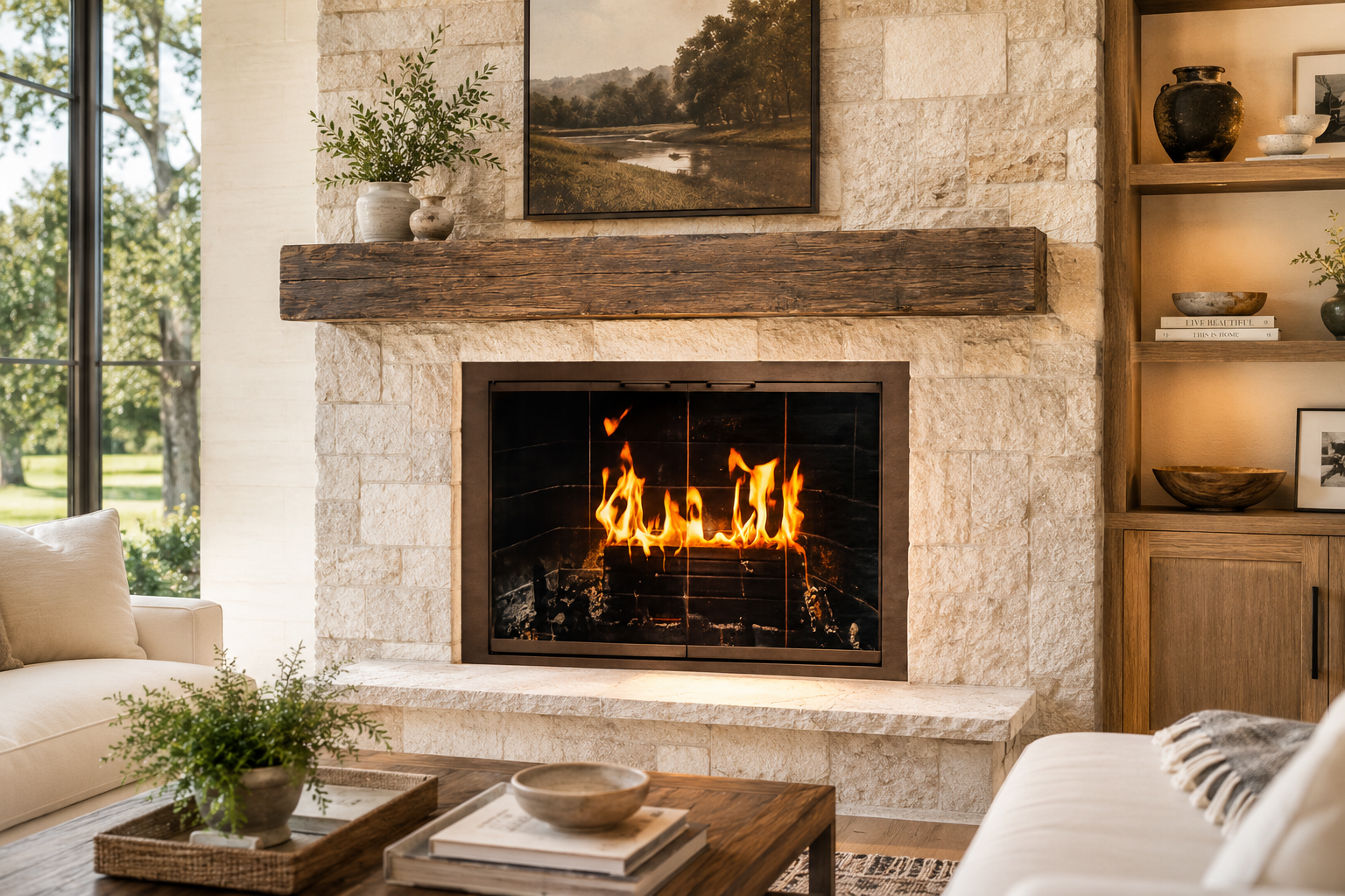 Reserve glass fireplace door
