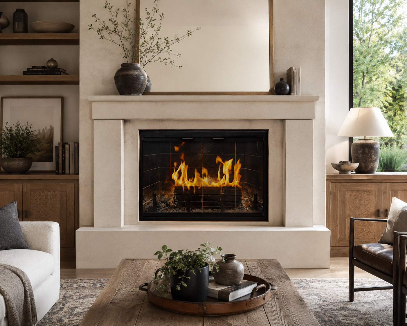 Thin-Line Z glass fireplace door.