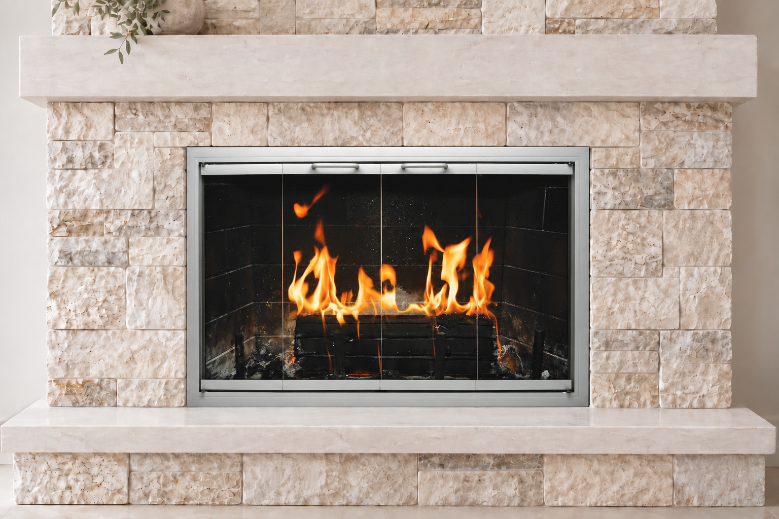 Z Laser glass fireplace door.