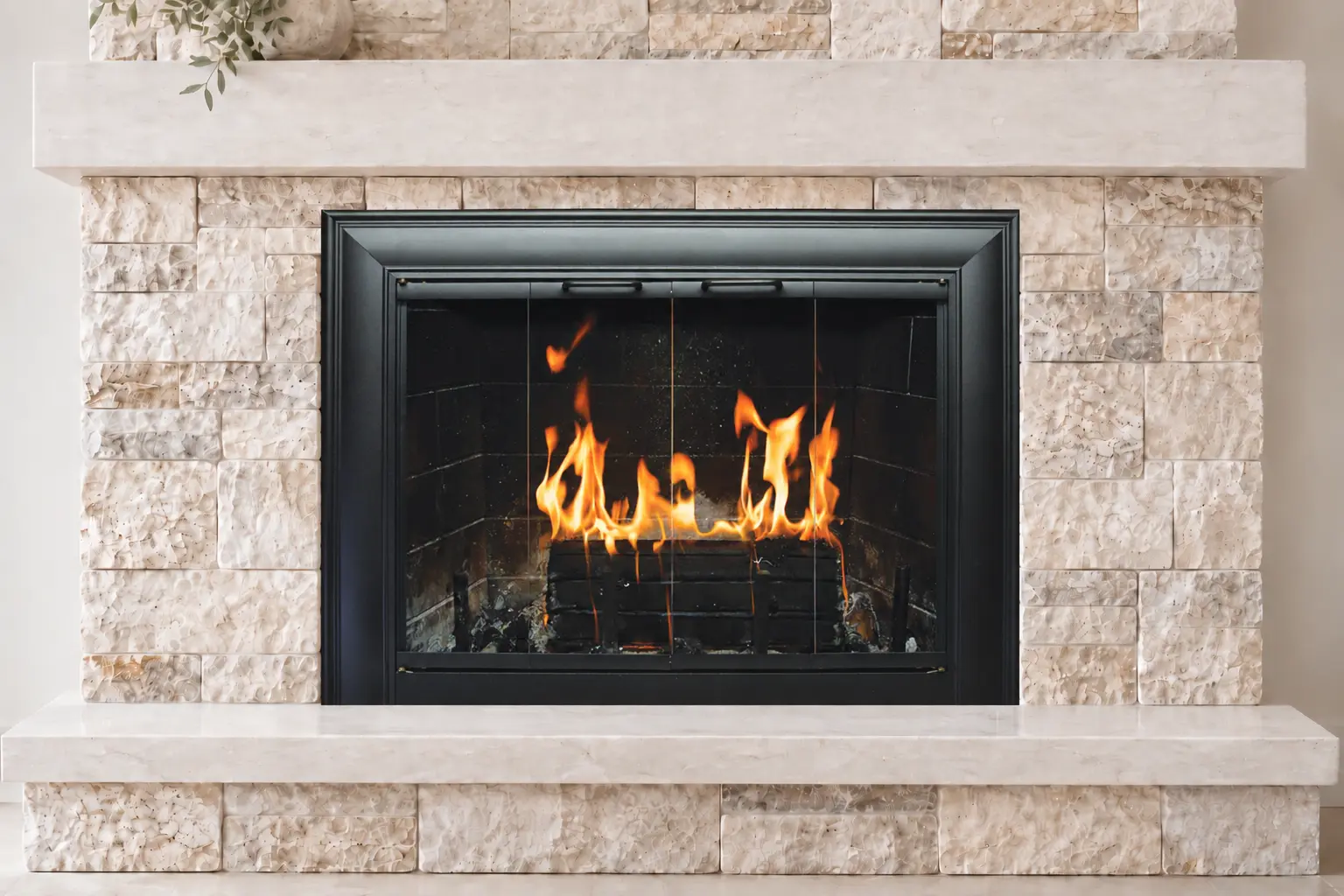 Celebrity glass fireplace door
