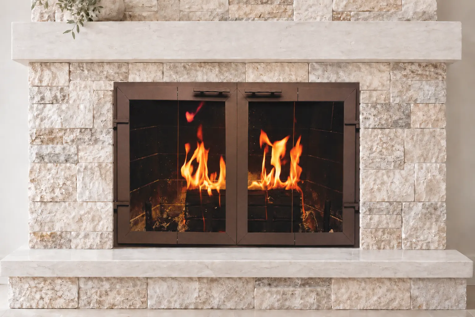 Normandy glass fireplace door