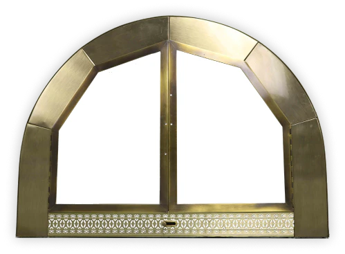1950s custom brass arched fireplace door