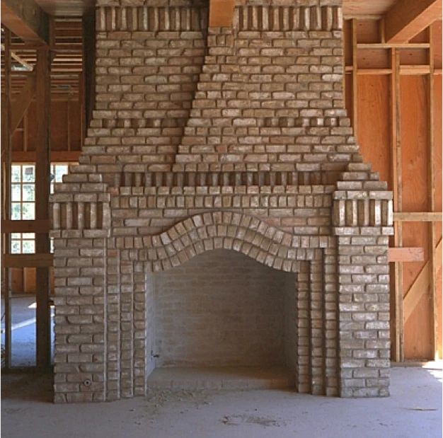 Masonry brick fireplace