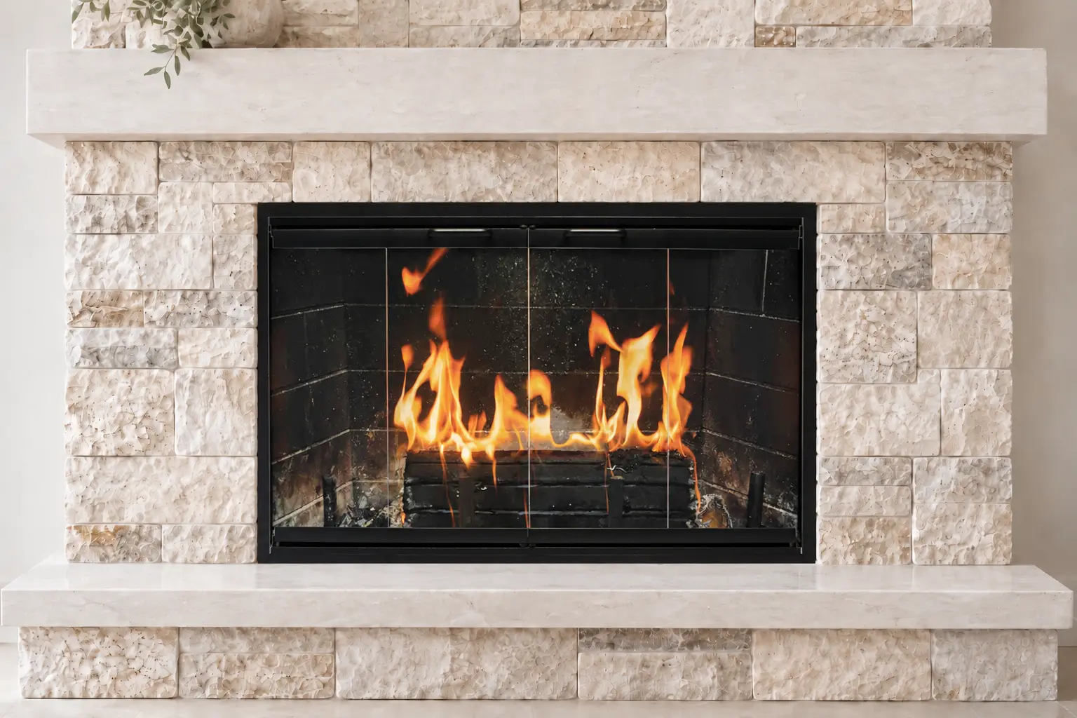 Thin-Line glass fireplace door