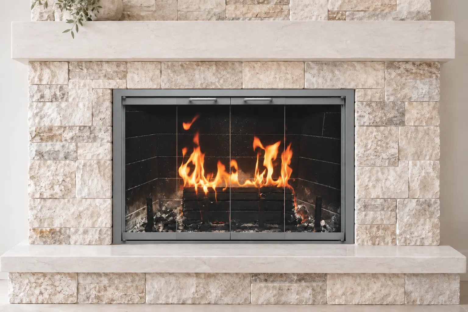 Heritage glass fireplace door