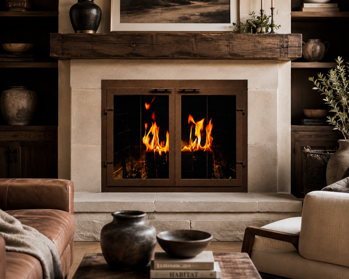 Normandy glass fireplace door