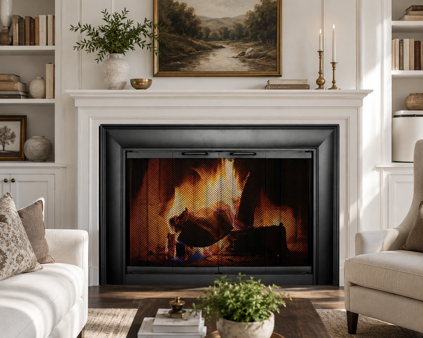 Celebrity glass fireplace door